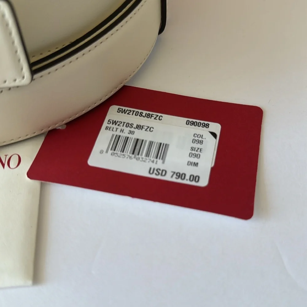 Valentino Garavani Belt VLOGO Locker Buckle Leather Ivory 90/36